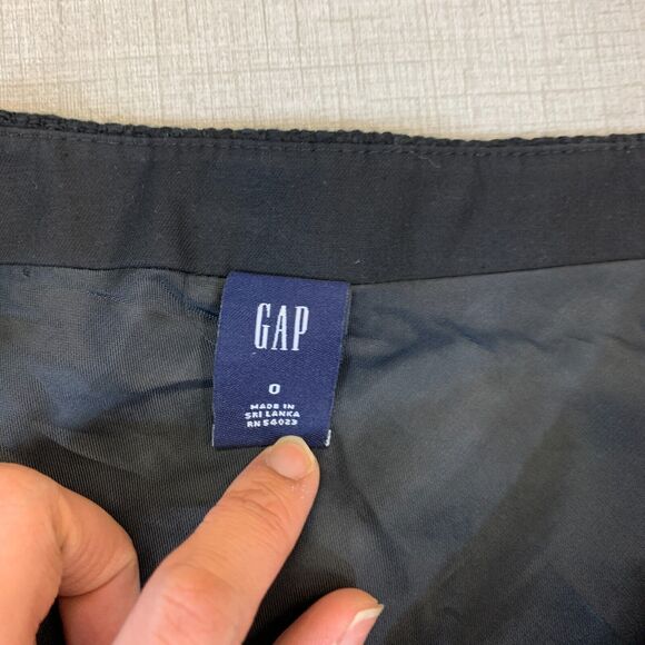 Gap Tweed Wool Blend Skirt Womens 0 Black Textured Knee Length A Line Side Zip - Picture 7 of 11